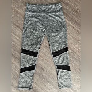 Heathered grey and black mesh athletic leggings